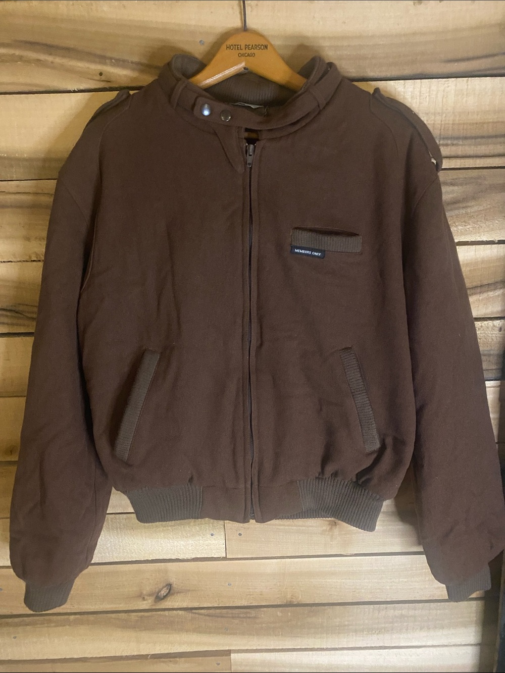 Vintage Member’s Only Brown wool blend Bomber Jacket quilted lining size 42